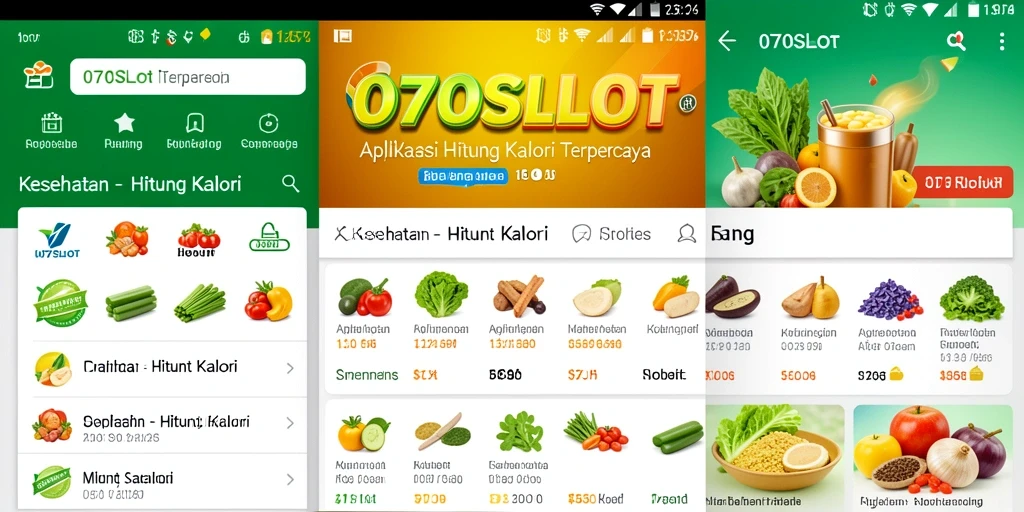 Screenshot aplikasi 070SLOT yang menunjukkan fitur Hitung Kalori.
