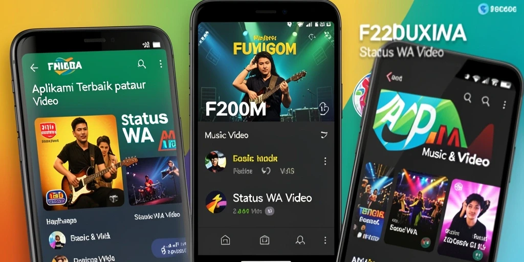 Tampilan antarmuka aplikasi F200M untuk Status WA Video yang menarik.
