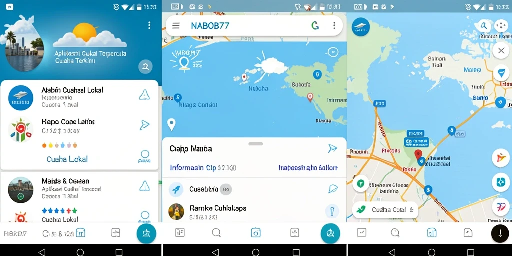 Tampilan antarmuka aplikasi Cuaca Lokal NABOB77 yang informatif.